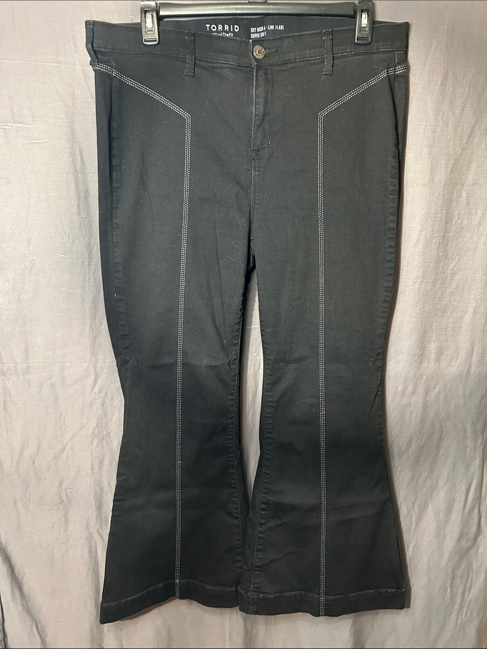 Torrid Black Flare Jeans with White Contrast Retro inspired